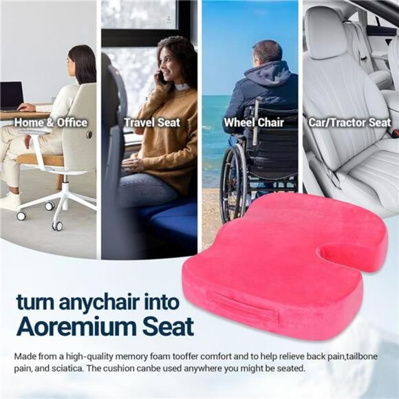 Gel memory foam seat cushion for car office chair tailbone sciatica back pain re - Picture 6 of 7